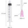 5 Pack 5ML/CC Premium Ink Filling Syringe with Blunt Needle Tip for Fountain Pen