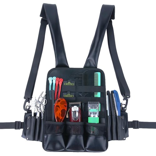 STYLANCE Hairdresser Scissor holster pouch Bag, Leather Chest Rigs Bag Vest,Haircut Tools&Hairdresser scissor Shears Bag,13 * 9.7 In