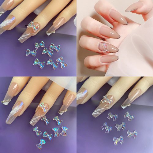 3D Shiny Art Butterfly Nail Charms, Pearls Rhinestones Decorations Supplies, Nail Charms for Valentine's Day Nail Art DIY Jewelry Crafts Accessories