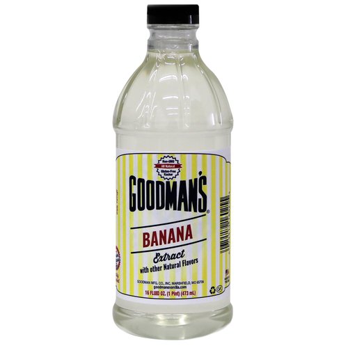 Goodman's Natural Banana Extract - Gluten-Free, Non-GMO, Kosher, Natural, Low Carb & Low Calorie, Low Alcohol, No Artificial Color, No Animal Products, No Sugar - Ideal for Baking & Smoothies - 1 Pint
