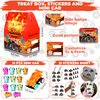 Monster Truck Party Favor 84 PCS Monster Truck Mini Pull Cars Treat Box Slap Bracelets Keychain Bubble Paper Straws Gift Rewards for Kids Birthday Supply
