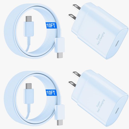 S24 S23 Super Fast Type C Charger Fast Charging 10FT USB C Cord with 25W Android Phone Charger Block for Galaxy S24/S24+/S24 Ultra/S23/S23 Ultra/S23+/S22/S21/S20/Note 20/10, Blue