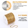 33 Feet 18K Gold PVD Plated Stainless Steel Box Chains Bulk, 3mm 304 Stainless Steel Chain Spool Square Link Box Chain Roll Bulk for Jewelry Making