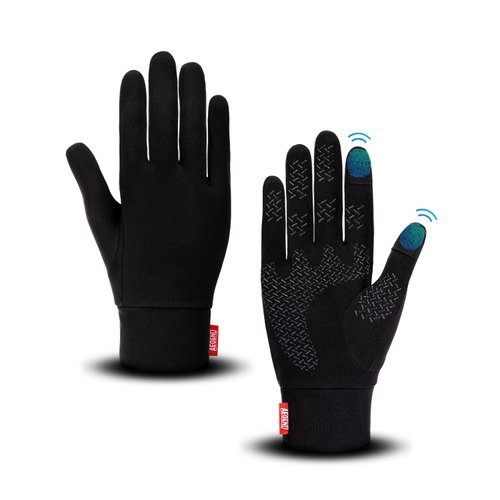 Aegend Running Gloves Women Men Touch Screen Cycling Sports Mittens Liners Warm Gloves, Black, Small