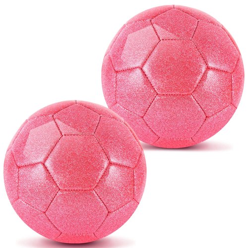 2 Pcs Sparkling Pink Size 2 Toddler Soccer Ball Mini Soccer Ball Kids Soccer Ball Age 3-8 Indoor Soccer Ball Small Soccer Ball Training Soccer Ball for Boys Girls Outdoor Gift Grass Practice Sport