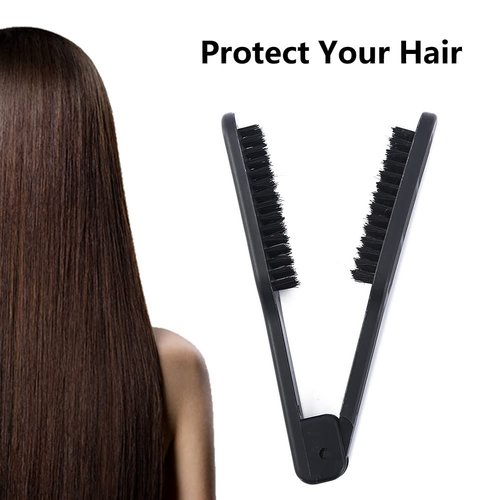 Clamp Hair Brush Double Sided Brush Straightening Detangler Comb,Smoothing Nylon Bristle Straightener Detangler Splint Comb,Hair Styling for Straightening Knotty Unkempt Hair