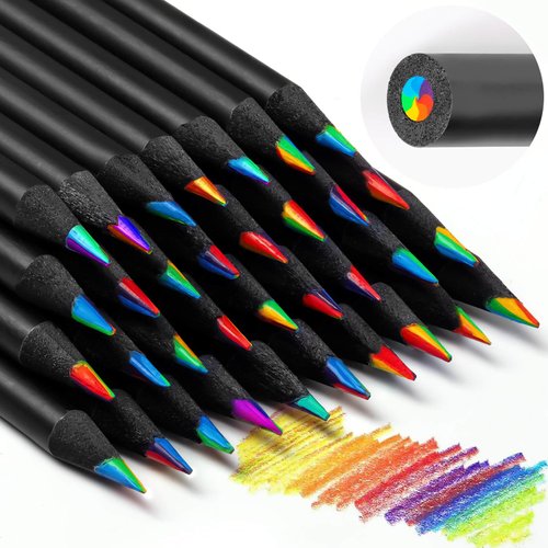 YGAOHF 18 Pack Rainbow Colored Pencils, 7 Color in 1 Rainbow Pencils for Kids, Colorful Wooden Pencils Bulk Art Supplies for Adults Drawing, Coloring, Sketching