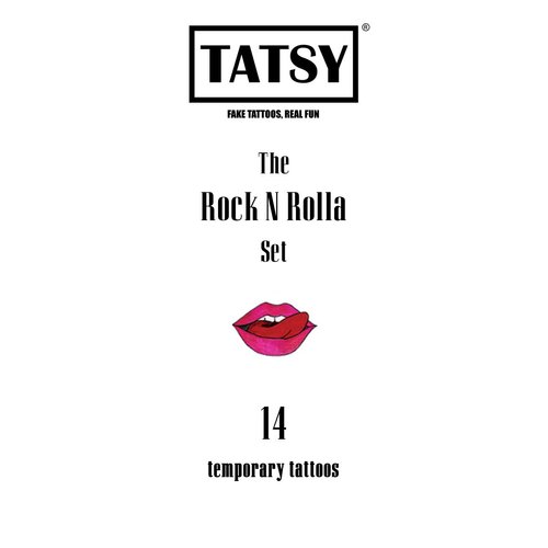 Tatsy The Rock N Rolla Set, Quality Temporary Tattoos, For Men and Women, Rock and Roll Rollin Tattoo Cover Up, Rock Star Party Kit, Guitar Sabbath Rocker Ozzy Rehab Freedom