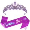 CIEHER Birthday Girl Crown and Birthday Sash Birthday Tiara Purple Crown Birthday Sashes for Women Girls Purple Birthday Decorations Birthday Gifts for Girls