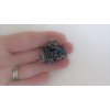 Small mini dark silver blue crystal square hair claw clip bridal clip