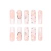 DANMANR White Fake Nails Long Press on Coffin Nails Rhinestones Full Cover Acrylic Shiny Fake Nails for Women and Girls 24PCS