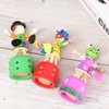 EXCEART 5pcs Wooden Push up Toy Finger Puppets Thumb Press Base Wooden Clown Puppets for Home Office Desk Decoration