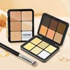 LSxia 12 Colors Cream [Contour+Concealer] Makeup Palette for Cheeks - Multi-functional Makeup Palette with Brush, Natural Matte Long Wearing, Waterproof Blendable Face Makeup Palette (#03)