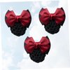 3PCS Hair Net with Bow Hair Snoods for Women, Velvet, Polyester, Metal, Professional Hair Clip Hair Accessory
