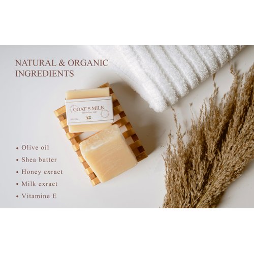 AniO Goat Milk Soap, Honey, Grape Seed Oil, Olive Oil & Vitamin E, 4-Pack Moisturizing Bar for Dry, Itchy Skin - Gentle, Hydrating Skincare for Sensitive Skin-Handmade with Natural Ingredients.