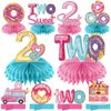 Aodocuto 10Pcs Two Donut 2nd Birthday Party Decorations Honeycomb Centerpieces for Baby Boys Girls, Donut Two Sweet Birthday Table Centerpieces Party Supplies, Doughnut Themed Bday Table Topper Decor