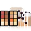 RoseFlower 16 Colors Makeup Palette, Full Size, Includes Face Bronzer, Blush, Conceal, Highlighter, Contour, Eyeshadow, 10 Makeup Brushes, for Travel, Holiday, Professional, Daily Use, Christmas