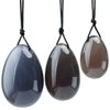rockcloud Grey Agate Set of 3 Drilled Yoni Eggs with String, Massage Stones for Women to Train Pelvic Muscles Kegel Exercise