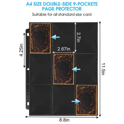 1080 Pockets Baseball Card Sleeves, JIQEZNL Premium 9 Pocket Card Sleeves Binder Sheets for 3 Ring Binder, Double Side Trading Card Protector Pages for Pokemon, Yugioh, Sport, Football Card Collector