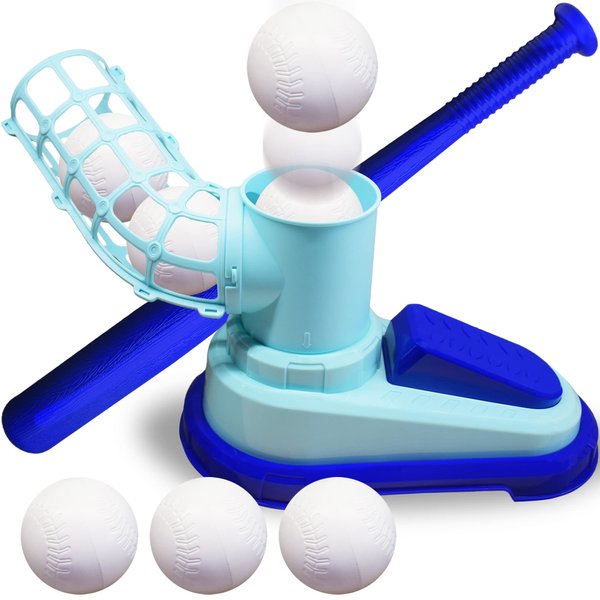 ArtCreativity Baseball Pitching Machine for Kids, Pop A Pitch Baseball Batting Kids Pitching Machine Toy with Collapsible Bat + 3 Baseballs, Baseball Pitching Trainer for Batting Practice, Outdoor Fun