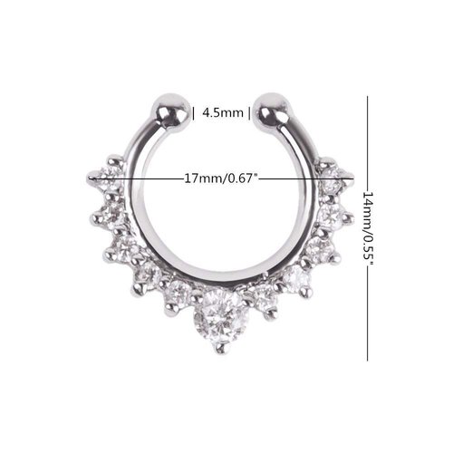XUKEKOY 6pcs Fake Septum Clicker Nose Ring Rhinestone Non Piercing Hanger Clip Body Jewelry
