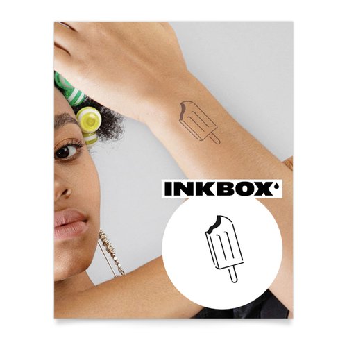 Inkbox Temporary Tattoos, Semi-Permanent Tattoo, One Premium Easy Long Lasting, Water-Resistant Temp Tattoo with For Now Ink - Lasts 1-2 Weeks, Ice Pop, 2 x 2 in