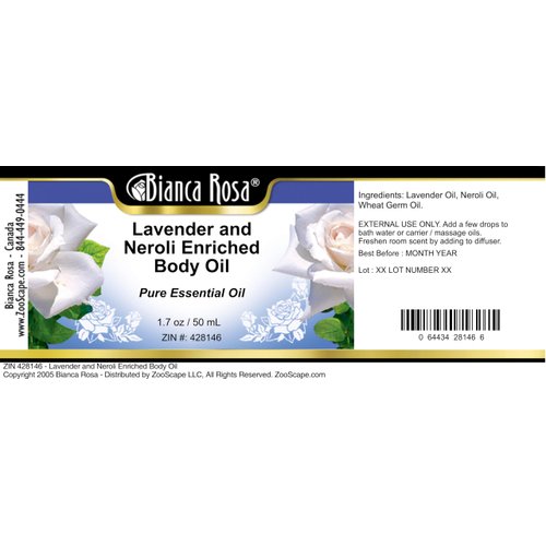 Bianca Rosa Lavender and Neroli Enriched Body Oil (1.70 fl oz, ZIN: 428146) - 2 Pack