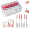WQINX Dental Floss Picks Soft Silicone interdental Brush, Braces Brush, Floss Picks for Teeth, interdental Brush, Disposable interdental Brush, Suitable for Cleaning Teeth Health(Red, 160pcs)