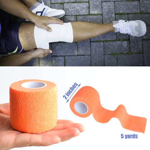 Gondiane 9 Pack 2" x 5 Yards Self Adhesive Bandage Wrap Self Stick Wrap for Ankle, Wrist, Finger, Sports, Breathable Cohesive Vet Tape for Pets (Light Orange)
