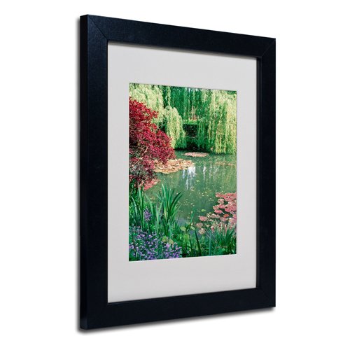 Monet's Lily Pond 2 by Kathy Yates Matted Framed Art with Black Frame, 11 by 14-Inch