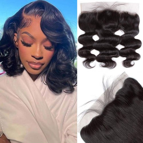 XSY 13x4 Lace Frontal Closure Body Wave Frontal hd Lace Human Hair Ear To Ear HD Transparent Lace Frontal with Pre Plucked Baby Hair Full Lace Frontal 150% Density Natural Color 12 Inch