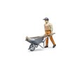 Bruder Toys - Bworld Municipal Worker in Dungarees and Cap Action Figure with Grasping Hands and Moveable Limbs and Head - Figure Includes Broom, Shovel, and Wheelbarrow - Ages 4+