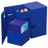Ultimate Guard Flip 'n' Tray 100+, Deck Case for 100 Double-Sleeved TCG Cards + Dice Tray, Blue, Independent Magnetic Closure & Microfiber Lining