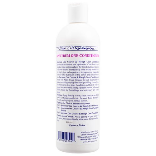 Chris Christensen Spectrum One Dog Conditioner, Coarse and Rough Coat, Groom Like a Professional, Repairs and Protects, Maintains Inner Cortex Hydration, Made in The USA, 16 oz