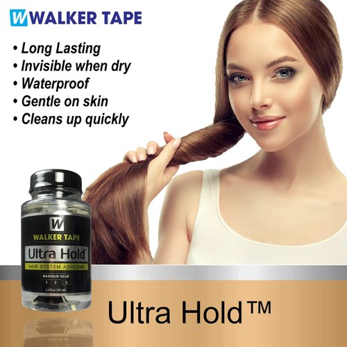 Ultra Hold Hair System Adhesive 3.4oz w/Hair Clip Bundle Saver Pack | Waterproof Invisible Long-Lasting | Front Bonding Weave Toupees Wigs Extensions Active Lace Glue | Super Bold Hold Lace Adhesive