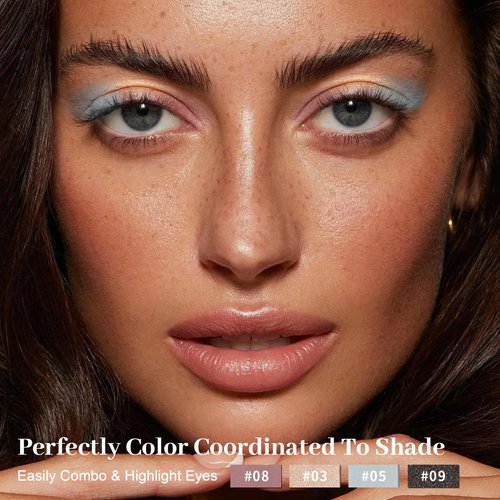 MYSTER ROSEY Metals Print Nine Colors Nude Champagne Blue Pink Dark Brown Eyeshadow Palette, 9 Pigmented Matte & Shimmer Shades, Blendable Powder