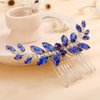 Teyglen Blue Rhinestone Wedding Hair Comb Bridal Crystal Hair Side Comb Handmade Crystal Hair Pieces Bridal Headpieces Hair Accessories for Women Bride Girls (Blue)