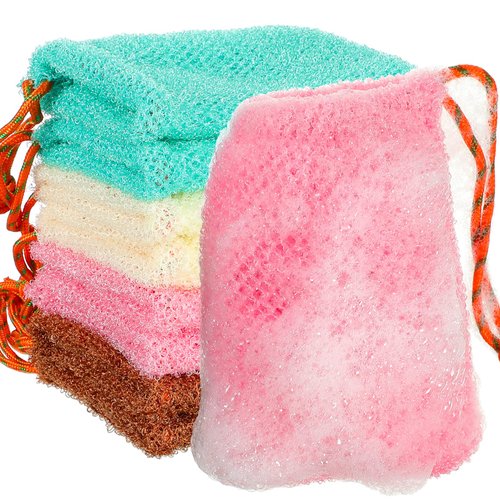 8 Pieces Mesh Soap Pouch Soap Bar Pouch Mesh Soap Holder Exfoliating Soap Net Soap Bags for Shower Soap Holder Bubble Foam Net Soap Pocket for Women Men Girls (Lake Green, Pink, Beige, Brown)