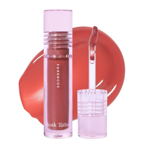 FORENCOS Soak Vegan Lip Tint/Stain, Water Gel Formula, Weightless &amp; Non-sticky Finish, Vivid Colo...