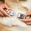 Buckle-Down Checker White/Tan Orange Dog Collar Bone, Small/9-15"