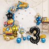 Construction 3rd Birthday Party Decorations, 9pcs Construction Birthday Number Foil Balloon for Construction Trucks 3rd Birthday Construction Theme Party Supplies (3rd)