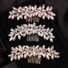 Teyglen Simple Full Rhinestones Bride Wedding Hair Comb Crystal Hair Pieces Luxurious Hair Accessories for Bride Bridal Side Hair Combs for Women Bride Girls (Silver)