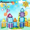 PicassoTiles Magnet Tile Building Blocks 48 Piece Travel Sized Playset with Windows and Clip-on Doors Construction Stacking Magnetic Tiles Block Learning Educational STEM Toy Boys Girls Age 3+ PTM48