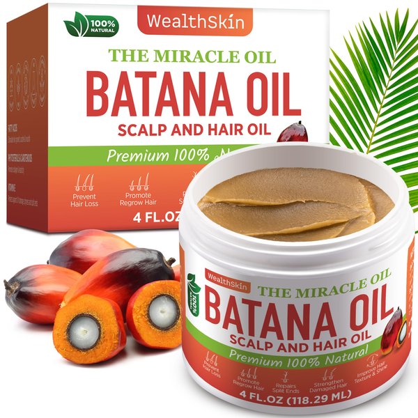 Raw Batana Oil for Hair Growth – 100% Organic Cold-Pressed Batana Oil from Honduras – Pure Unrefined Hair Mask for Women & Men to Enhance Thickness, Prevent Hair Loss, and Repair Split Ends