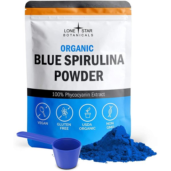 Organic Blue Spirulina Powder - 100% Pure Superfood, Blue-Green Algae, No Fishy Smell, Natural Food Coloring for Smoothies & Protein Drinks - Non GMO, Gluten-Free, Vegan + USDA Certified, 30 Servings