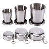 Stainless Steel Camping Mug Camping Folding Cup Portable Outdoor Travel Demountable Collapsible Cup With Keychain 75ml 150ml 250ml (L)