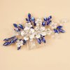 Kercisbeauty Flower Hair Comb for Women and Girls Wedding Bridal Crystal Hair Piece (Blue)