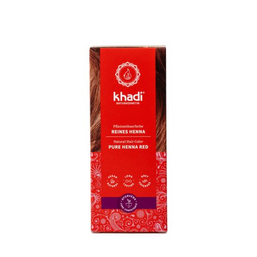 khadi Ayurvedic Natural Hair Color, 100% herbal, vegan, PPD & chemical free, certified natural cosmetics for healthy hair (PURE HENNA RED, 1 Pack (1 x 3.5oz))