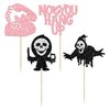 Gyufise 24Pcs Horror Movie Cupcake Toppers Glitter Telephone No You Hang Up Killer Birthday Cupcake Picks for Horror Movie Theme Birthday Halloween Party Cake Decorations Supplies