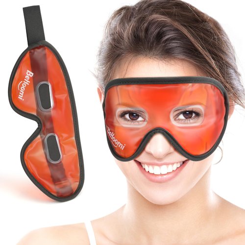 BeHoomi Cooling Eye Mask, Gel Eye Mask with Holes, Reusable Ice Mask, Cool Eye Ice Pack, Comfort Snug Fit, No Freeze, Cold Eye Compress for Home, Office, Relaxation, Morning Refreshment, Orange
